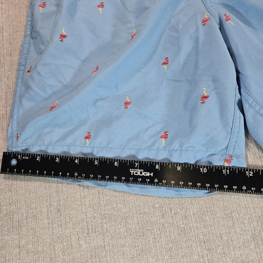 Surf Style Mens Medium Embroidered Flamingo Swim Shorts Trunks Beach Pool EUC